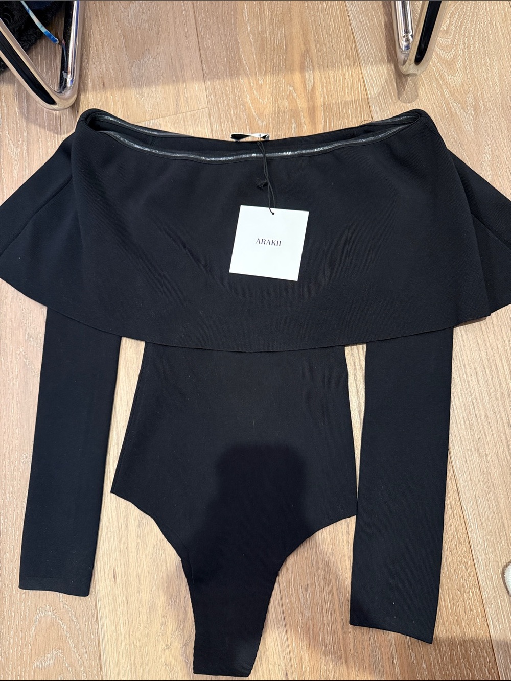 ARAKII Off-Shoulder Black Long-Sleeve Bodysuit